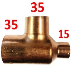 35mm X 15mm X 35mm Endfeed Reducing Tee