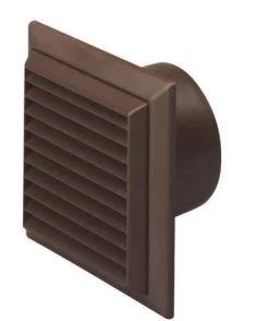 S150 Round Louvre Grille & Flyscrn Brown
