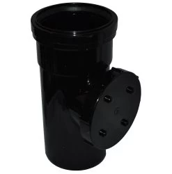Single Socket Pushfit Access Soil Pipe – Black