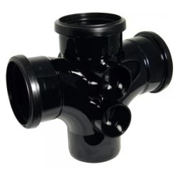 FLOPLAST 110mm Soil Ring Seal 92.5 Degree Double Branch – Black