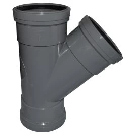 Triple Socket Pushfit Soil Pipe 45 Degree Tee – Grey