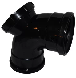 Double Socket Pushfit Soil Pipe 90 Access Bend – Black