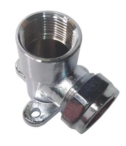 22mm X 3/4 Inch BSP Chrome Wallplate Elbow