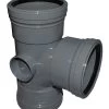 Triple Socket Pushfit Soil Pipe 90 Degree Tee – Grey