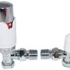 15mm Angled Chrome/White TRV & Lockshield Radiator Valves