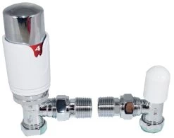 15mm Angled Chrome/White TRV & Lockshield Radiator Valves