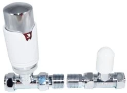 15mm Straight Chrome/White TRV & Lockshield Radiator Valves