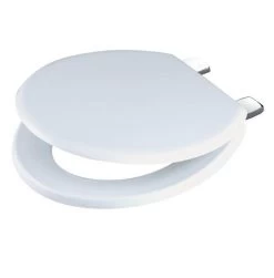 CELMAC Emerald White Toilet Seat With Chromed Metal Hinges