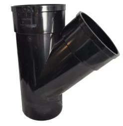Double Socket Solvent Soil Pipe 45 Degree Tee – Black