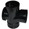 Triple Socket Solvent Soil Pipe 90 Degree Access Tee – Black