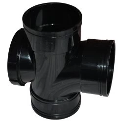 Triple Socket Solvent Soil Pipe 90 Degree Access Tee – Black