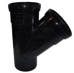 Double Socket Pushfit Soil Pipe 45 Degree Tee – Black