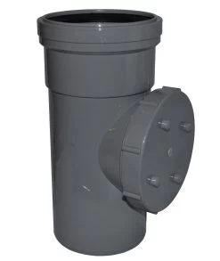 Single Socket Pushfit Access Soil Pipe – Grey