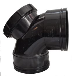 Double Socket Solvent Soil Pipe 90 Access Bend – Black