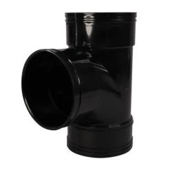 Triple Socket Solvent Soil Pipe 90 Degree Tee – Black