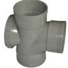 Triple Socket Solvent Soil Pipe 90 Degree Accute Tee – Grey