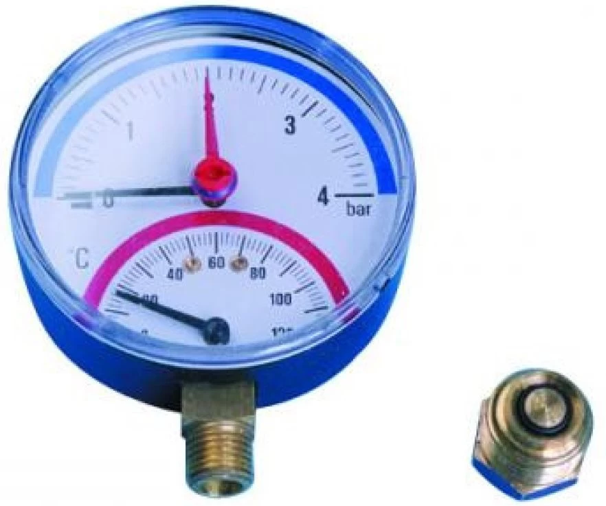 WATTS 0-4 Bar Temperature & Pressure Gauge – Bottom Connection 1 WATTS 0-4 Bar Temperature & Pressure Gauge – Bottom Connection