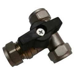 Lever 15mm Large Bore Tee Isolation Valve- Chrome