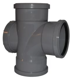 Triple Socket Pushfit Soil Pipe 90 Degree Access Tee – Grey