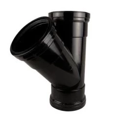 Triple Socket Pushfit Soil Pipe 45 Degree Tee – Black