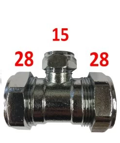 28mm X 28mm X 15mm Compression Chrome Reducing Tee