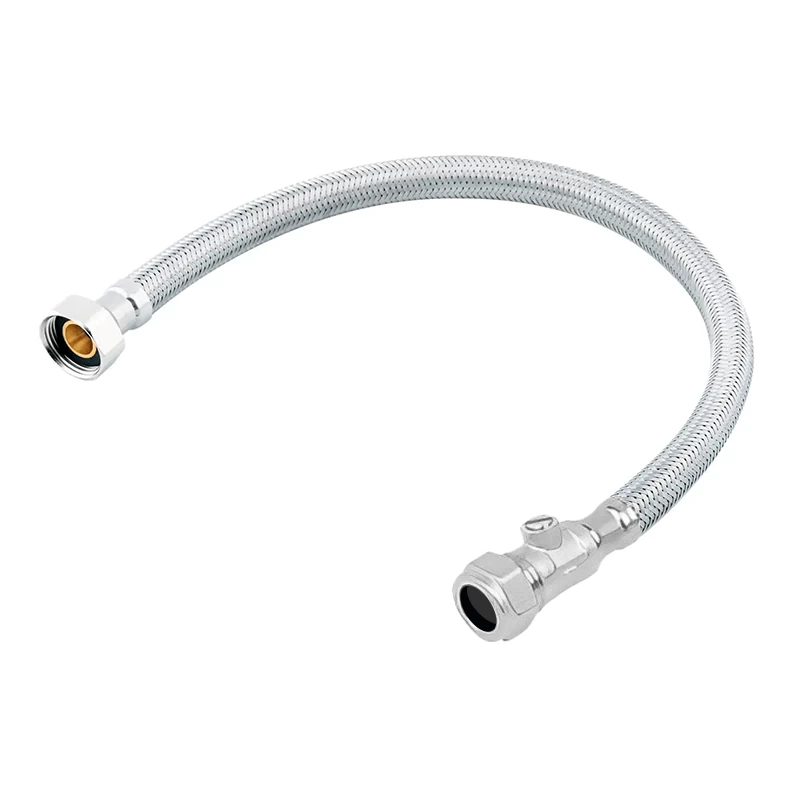 Stainless Steel Compression Flexible Isolating Tap Hose – 22mm X 3/4″ BSP 500mm 2 Stainless Steel Compression Flexible Isolating Tap Hose – 22mm X 3/4″ BSP 500mm - Image 2