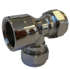 15mm X 1/2″FL X 15mm Chrome Threaded End Tee