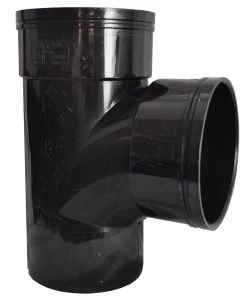 Double Socket Solvent Soil Pipe 90 Degree Tee – Black