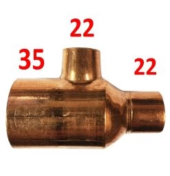 35mm X 22mm X 22mm Reducing Tee – End Feed