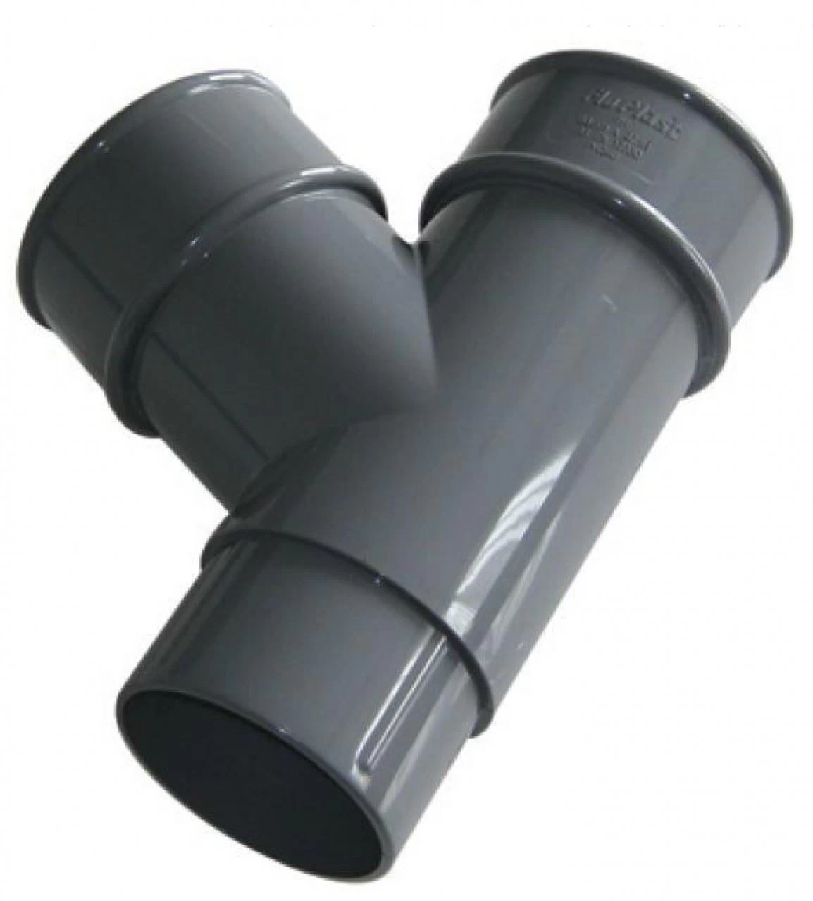 FLOPLAST 68mm Round 67 Degree Downpipe Branch – Grey 1 FLOPLAST 68mm Round 67 Degree Downpipe Branch – Grey