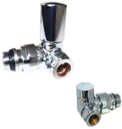 15mm Corner Chrome Towel Warmer Valve Set – 2 Part