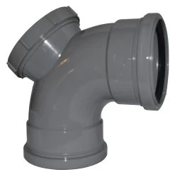 Double Socket Pushfit Soil Pipe 90 Access Bend – Grey
