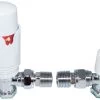 15mm Angled White TRV & Lockshield Radiator Valves