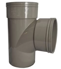 Double Socket Solvent Soil Pipe 90 Degree Tee – Grey