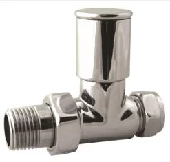 15mm Straight Chrome Towel Warmer Valve